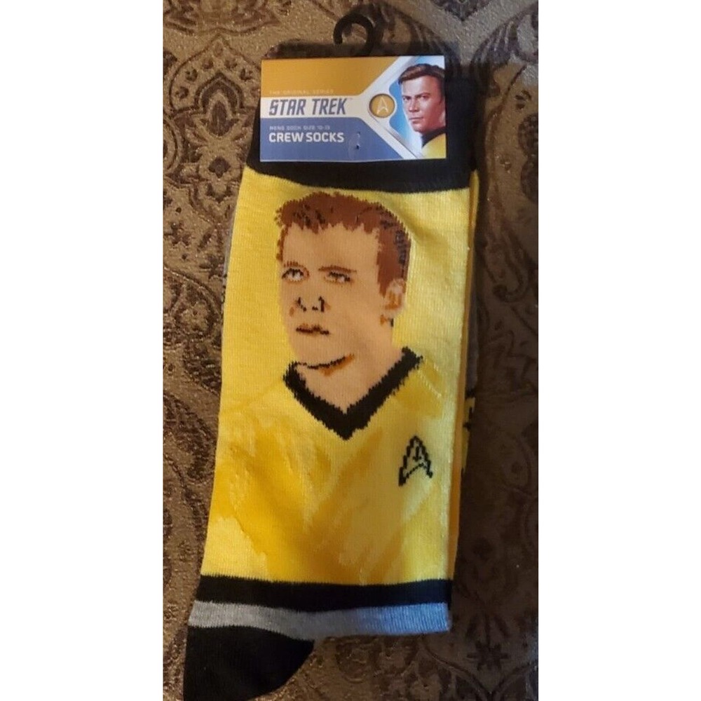 Star Trek Captain KIRK Mens Crew Socks The Original Series Size 10-13